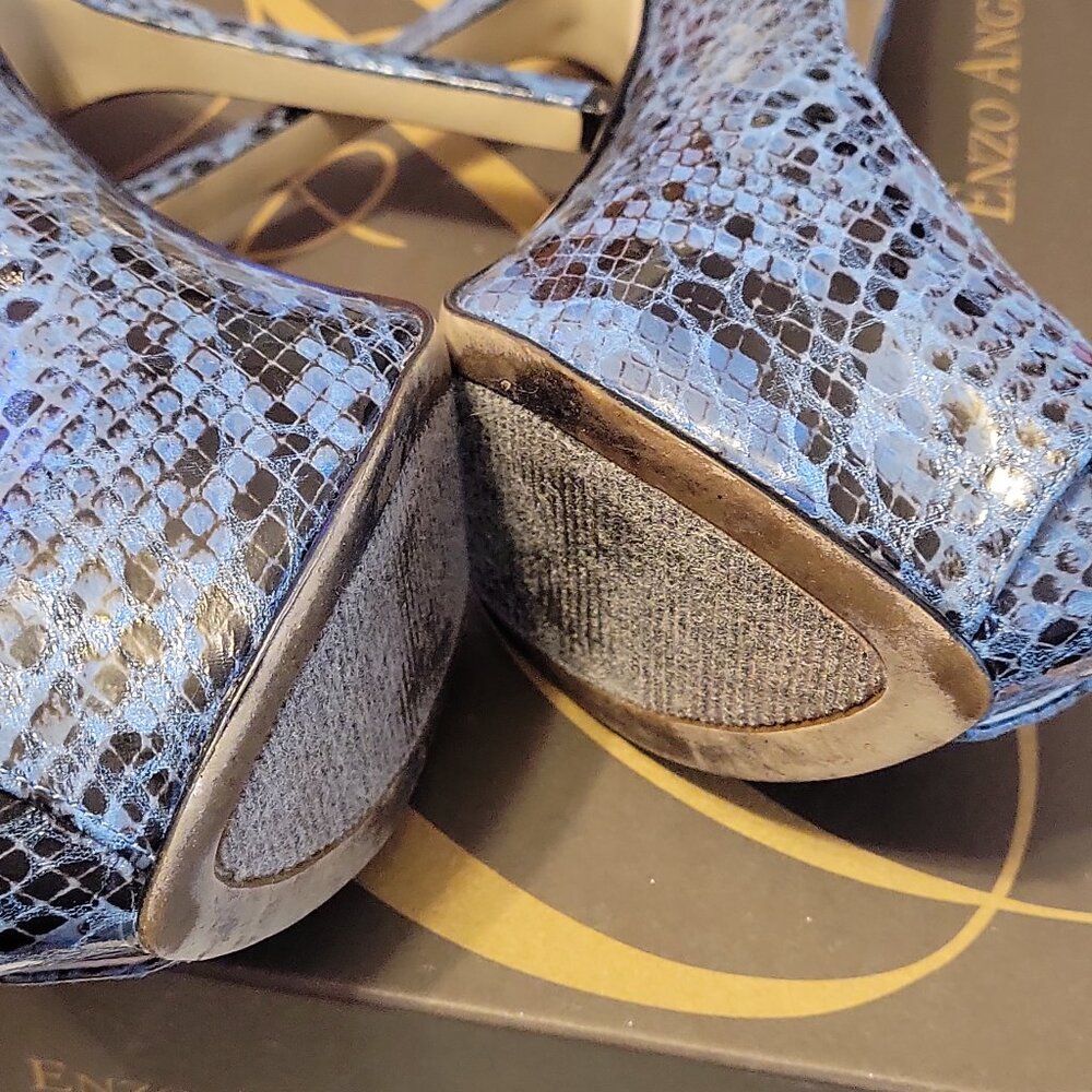 🚨Enzo Angiolini Blue Snakeskin Platform Heel Shoes EATANEN  Sz 6.5 M - Picture 7 of 13